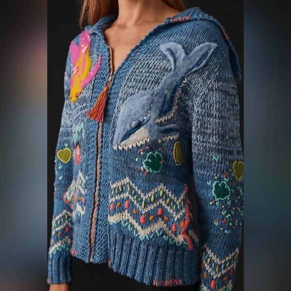 Anthropologie Sweaters - Anthropologie x Wendy Wurtzburger Save the Whales Cardigan, M (fits S-M). RARE.